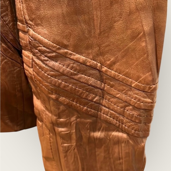 Vintage Bagatelle Brown lightweight leather moto jacket, size 8 - Picture 4 of 12